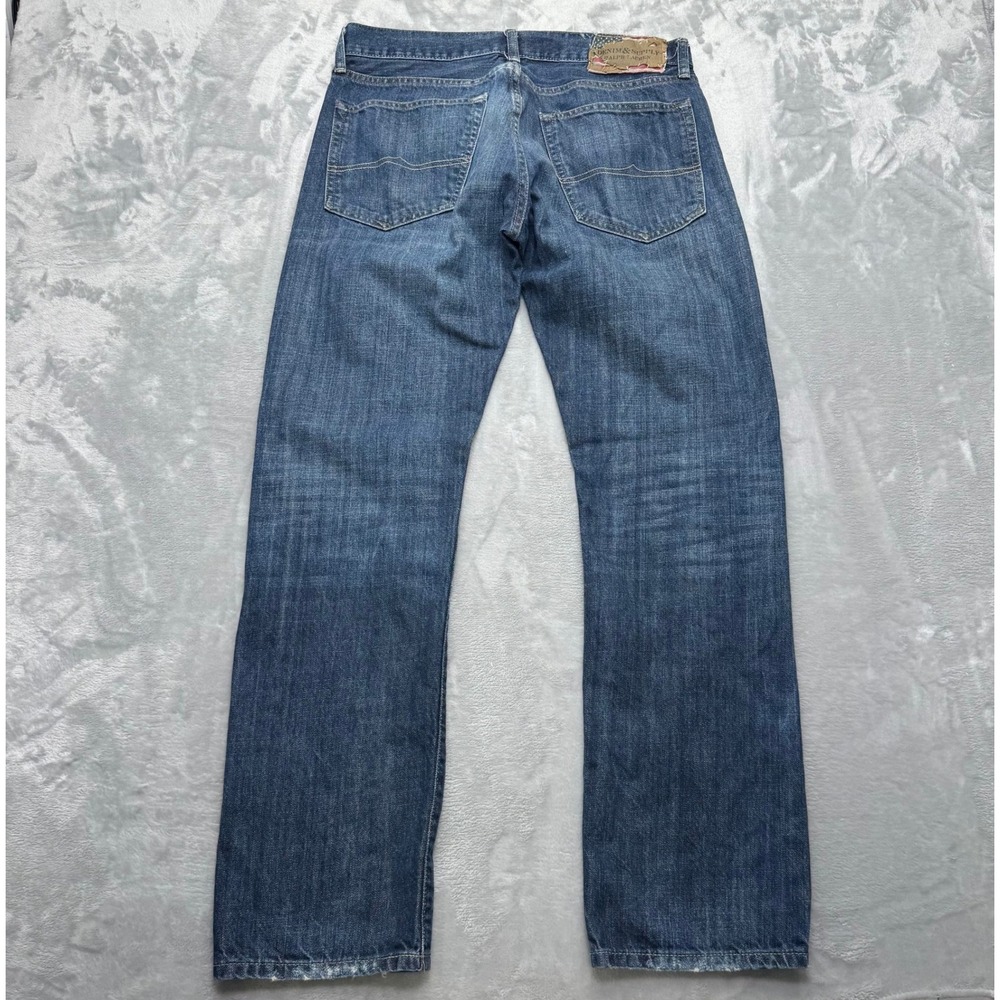 Denim & Supply Ralph Lauren Jeans Men 34x32 Blue Straight Fit Distressed Denim - Picture 2 of 13
